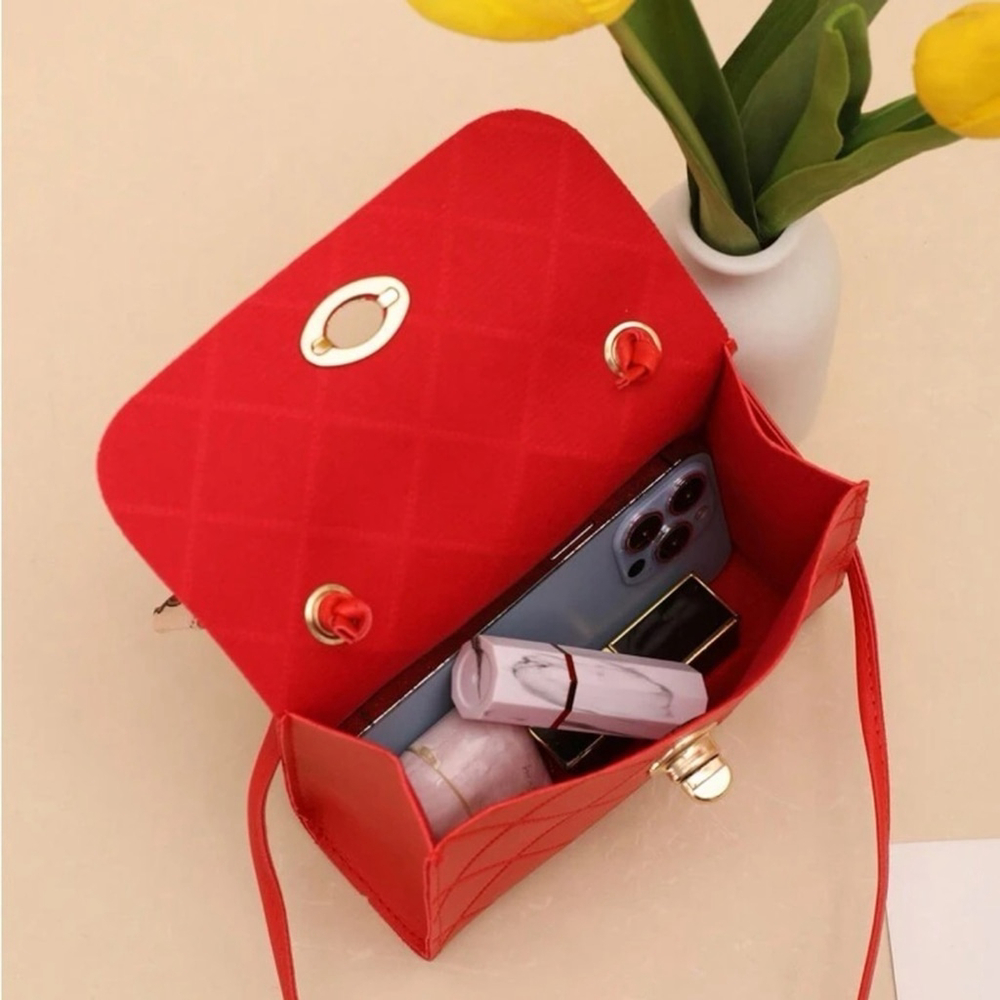 ⚠️Clearance Red Silk Scarf Handle Crossbody Bag - Picture 6 of 6